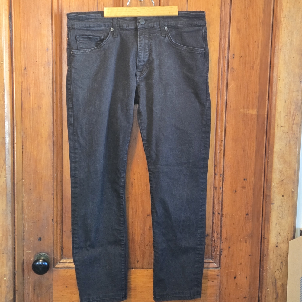 Mavi Jake Slim Leg Jeans in Dark Smoke / Black - Size 34x34
